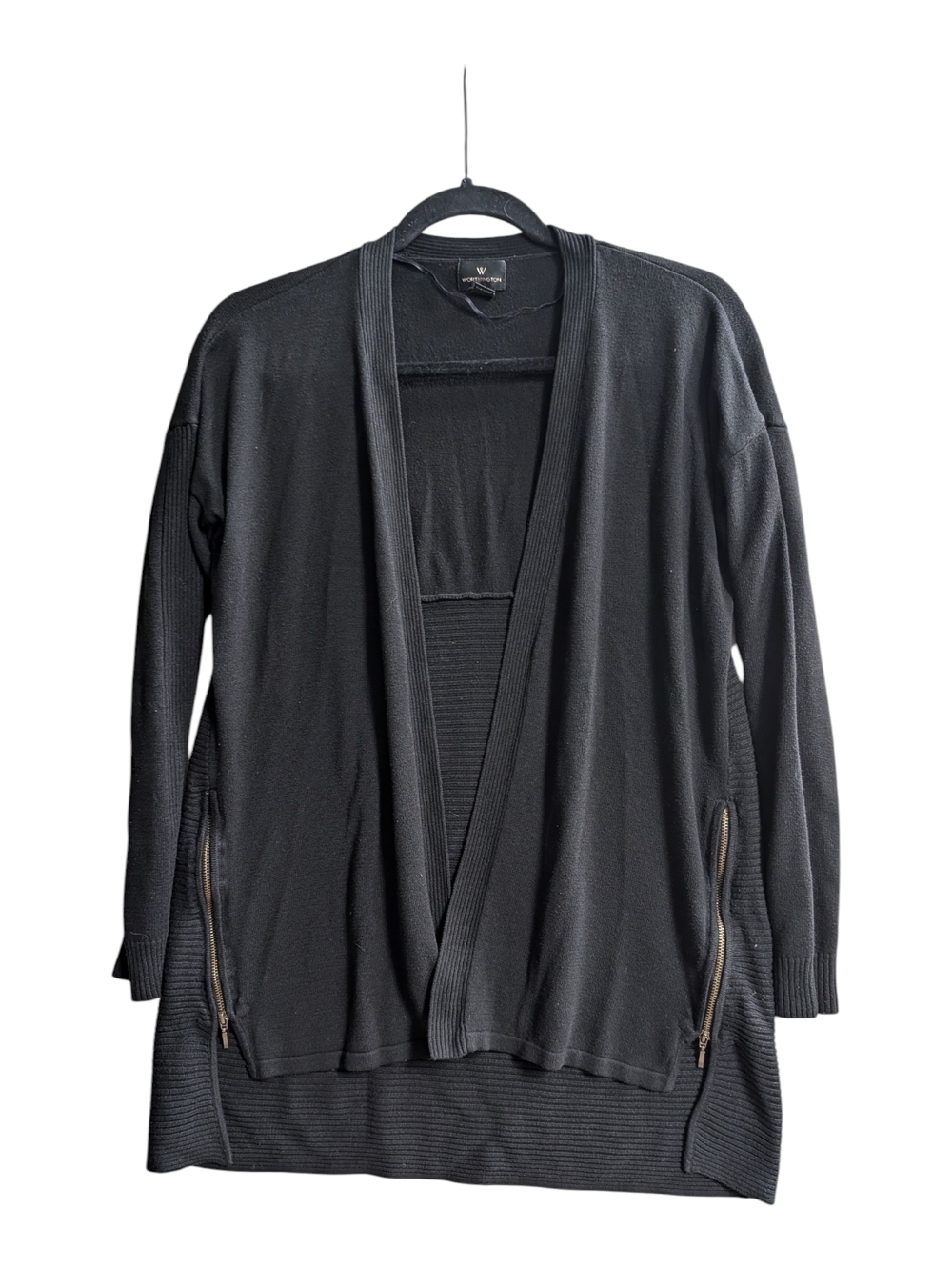 Worthington Women's M Black Open Front Cardigan Minimalist Sweater